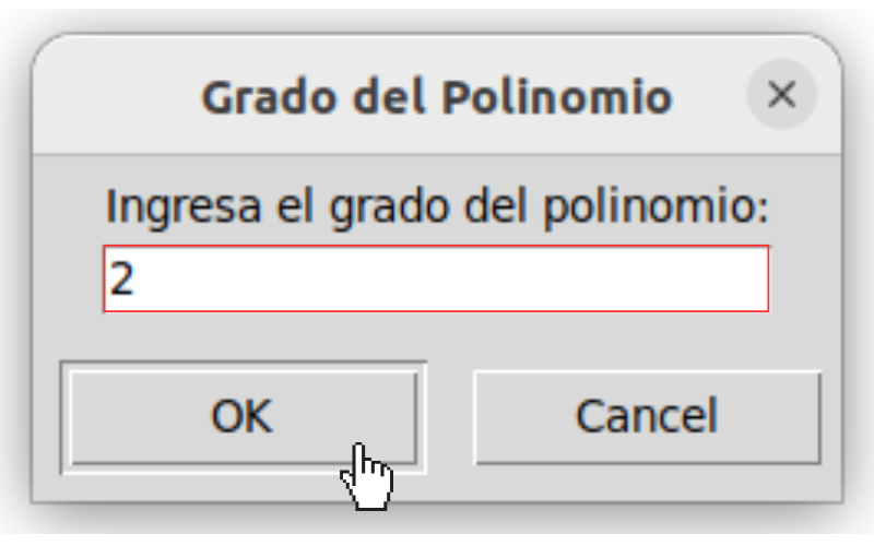 Selección grado del polinomio.